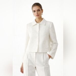 Zara White Textured Blazer